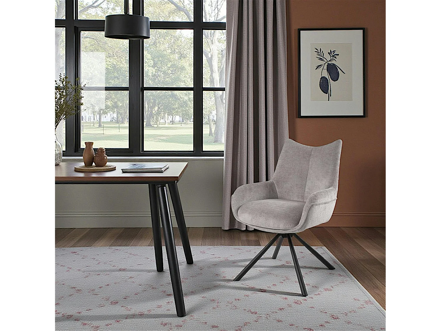 Chaise pivotante cendre à accoudoirs (lot de 2) IENA