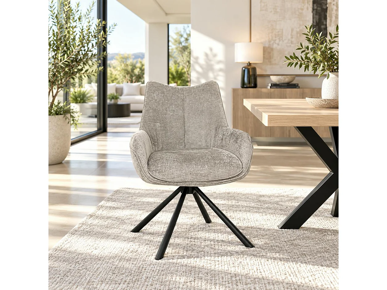 Chaise pivotante cendre à accoudoirs (lot de 2) IENA