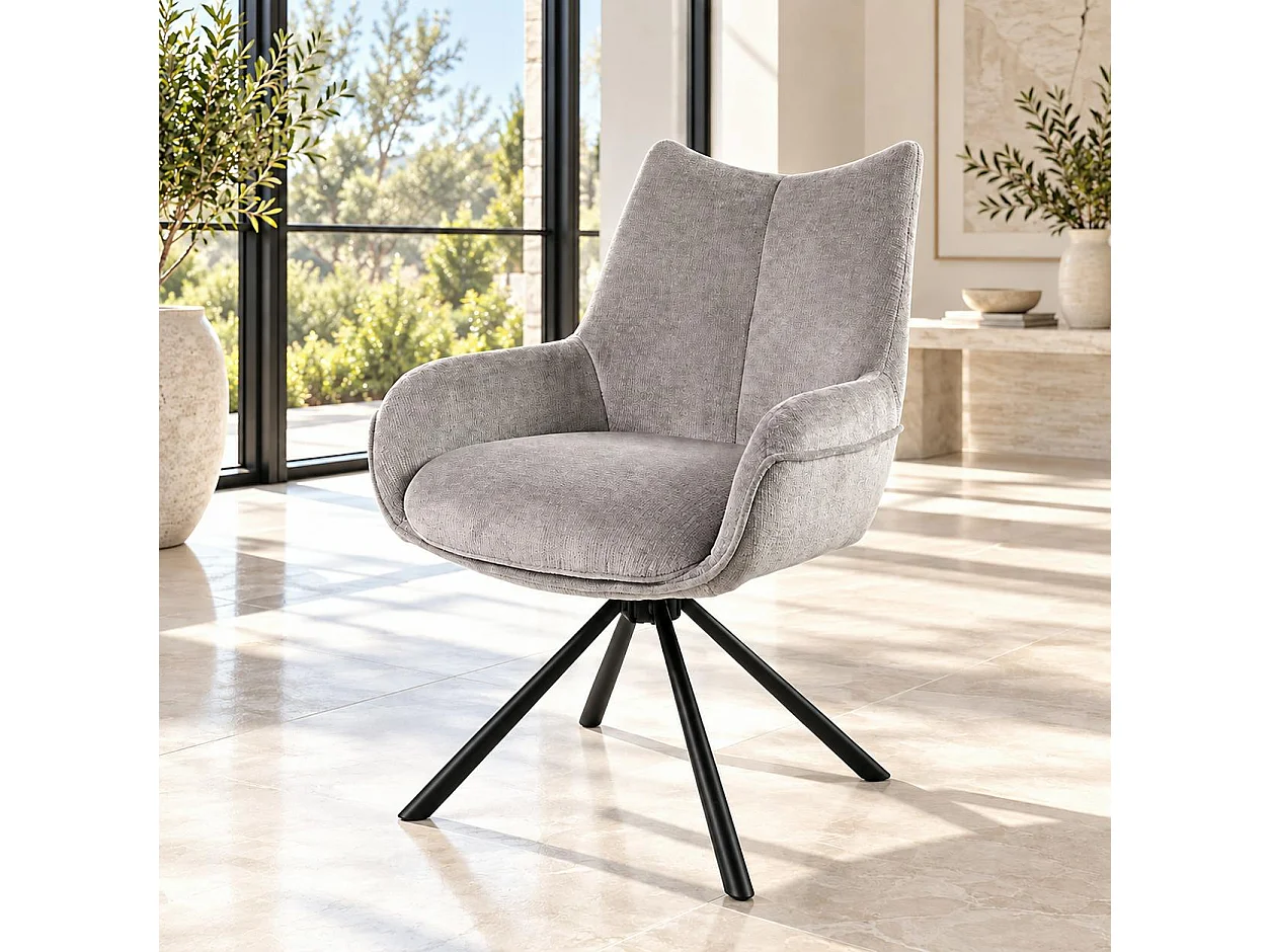 Chaise pivotante cendre à accoudoirs (lot de 2) IENA