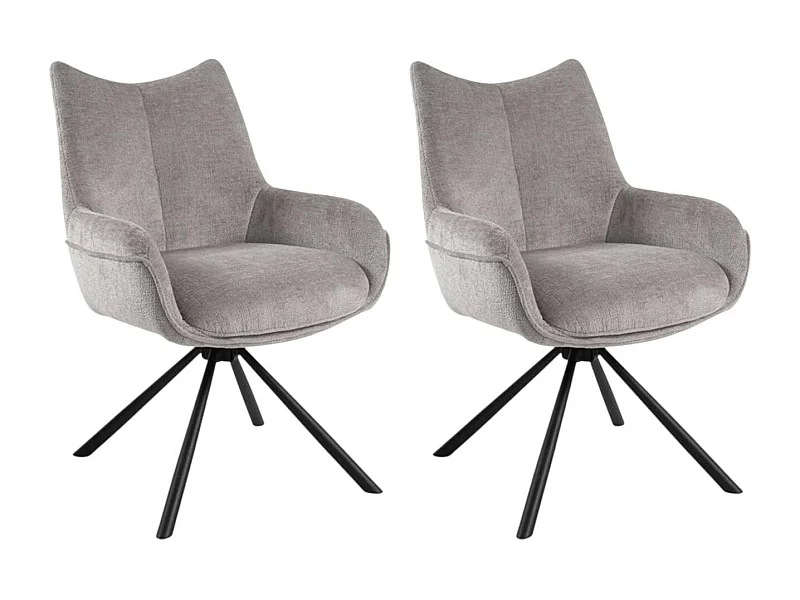 Chaise pivotante cendre à accoudoirs (lot de 2) IENA