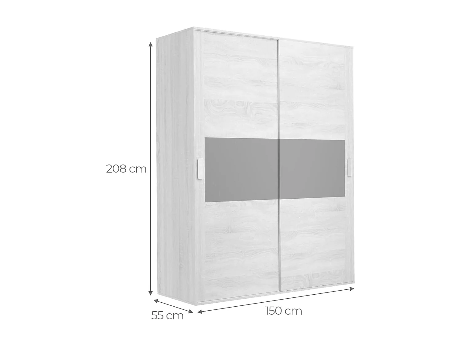 Armario de Madera con 2 Puertas Correderas y Altillo –  Puccini Grafito, Ideal para Dormitorios de Matrimonio e Infantiles, 150x208x55 cm