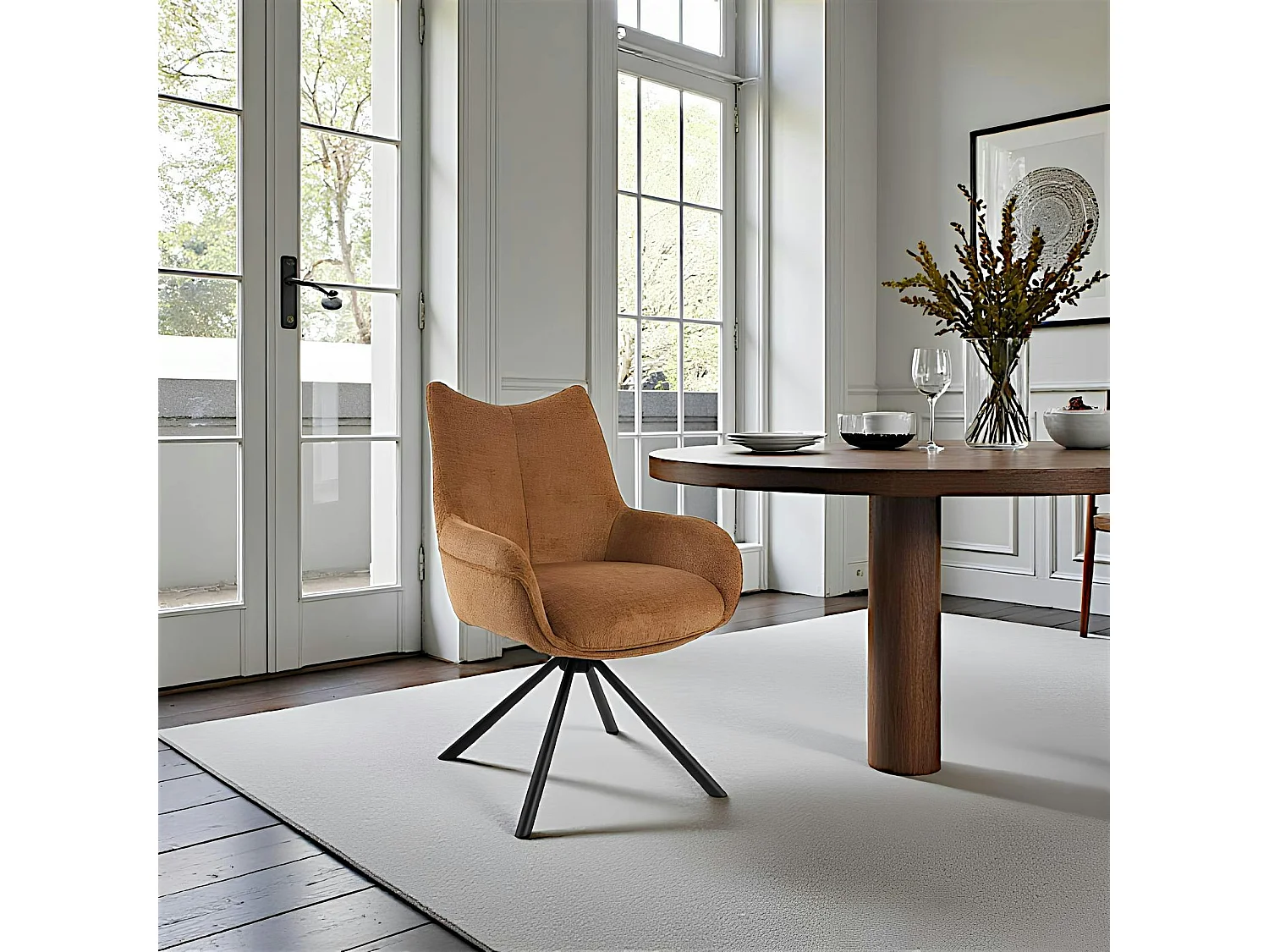 Chaise pivotante moutarde à accoudoirs (lot de 2) IENA