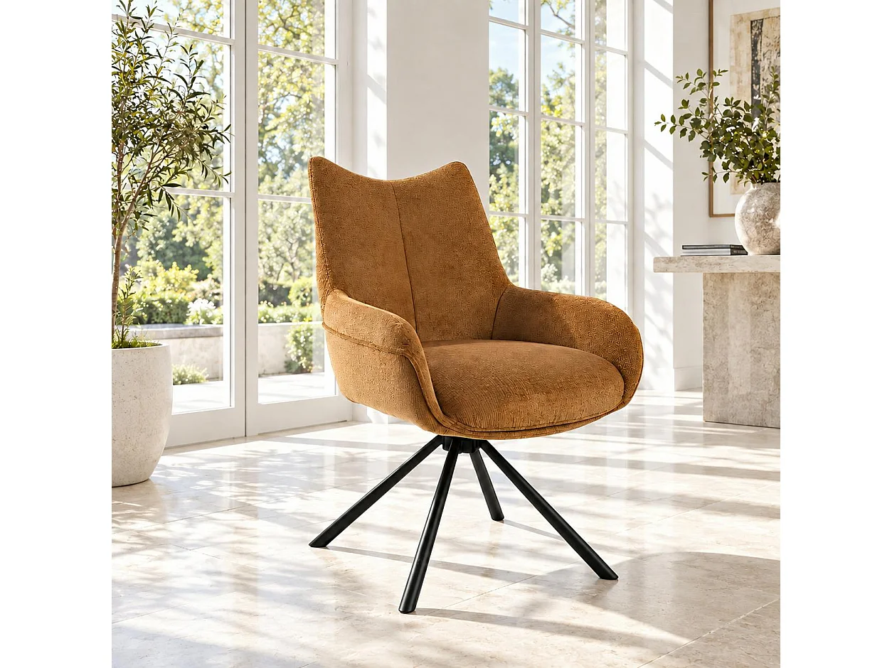 Chaise pivotante moutarde à accoudoirs (lot de 2) IENA