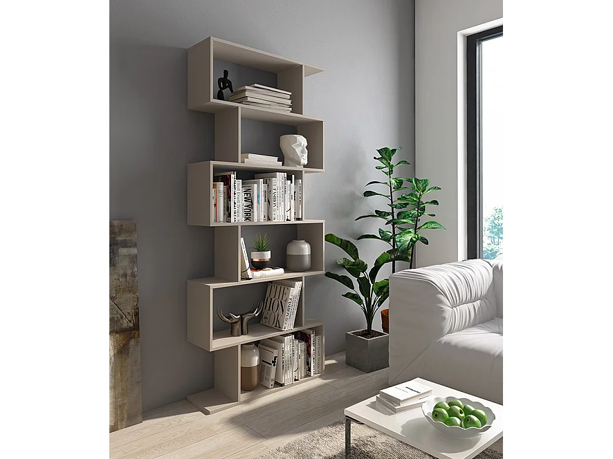 Meyvaser - Estantería Alta Salón, Libreria, Color Beige, Medidas: 191 cm (Alto) x 80 cm (Ancho) x 24,6 cm (Fondo