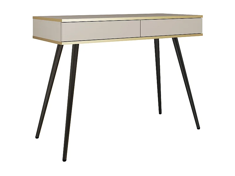 Schminktisch: Beige, schwarze Beine, 102 x 80 x 50 cm, glatte Fronten