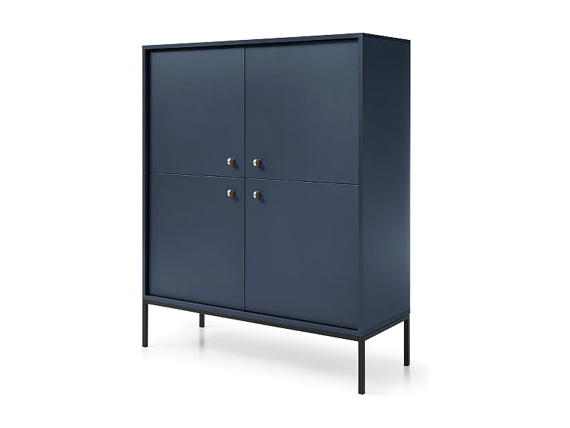 Commode : bleu marine, 103,5 x 125,5 x 39 cm, pieds noires