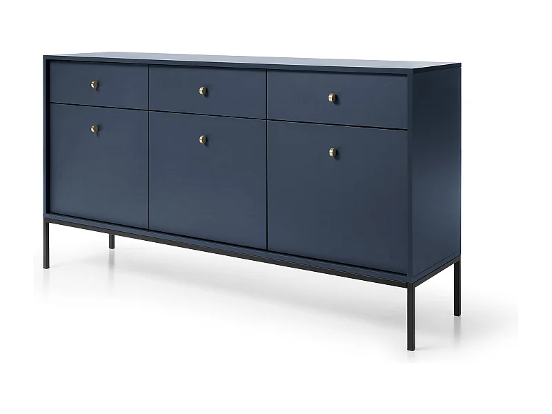 Commode : bleu marine, 153,4 x 83 x 39 cm, pieds noires