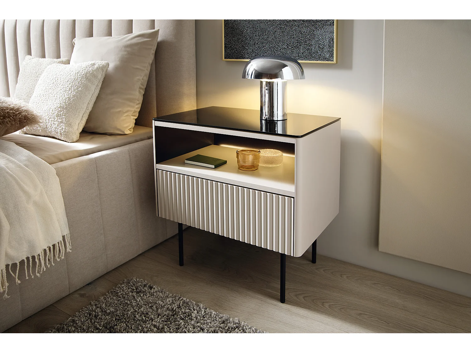 Nachttisch, Kaschmir, 57 x 57 x 39 cm