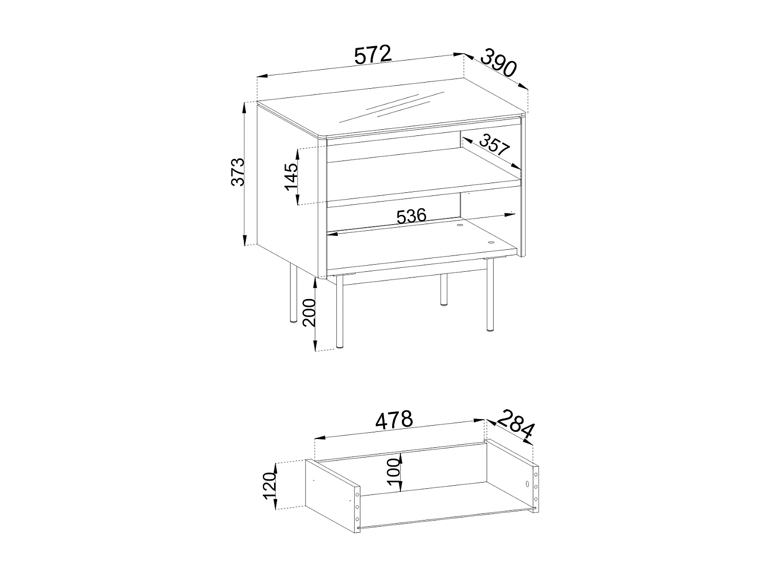 Nachttisch, Kaschmir, 57 x 57 x 39 cm