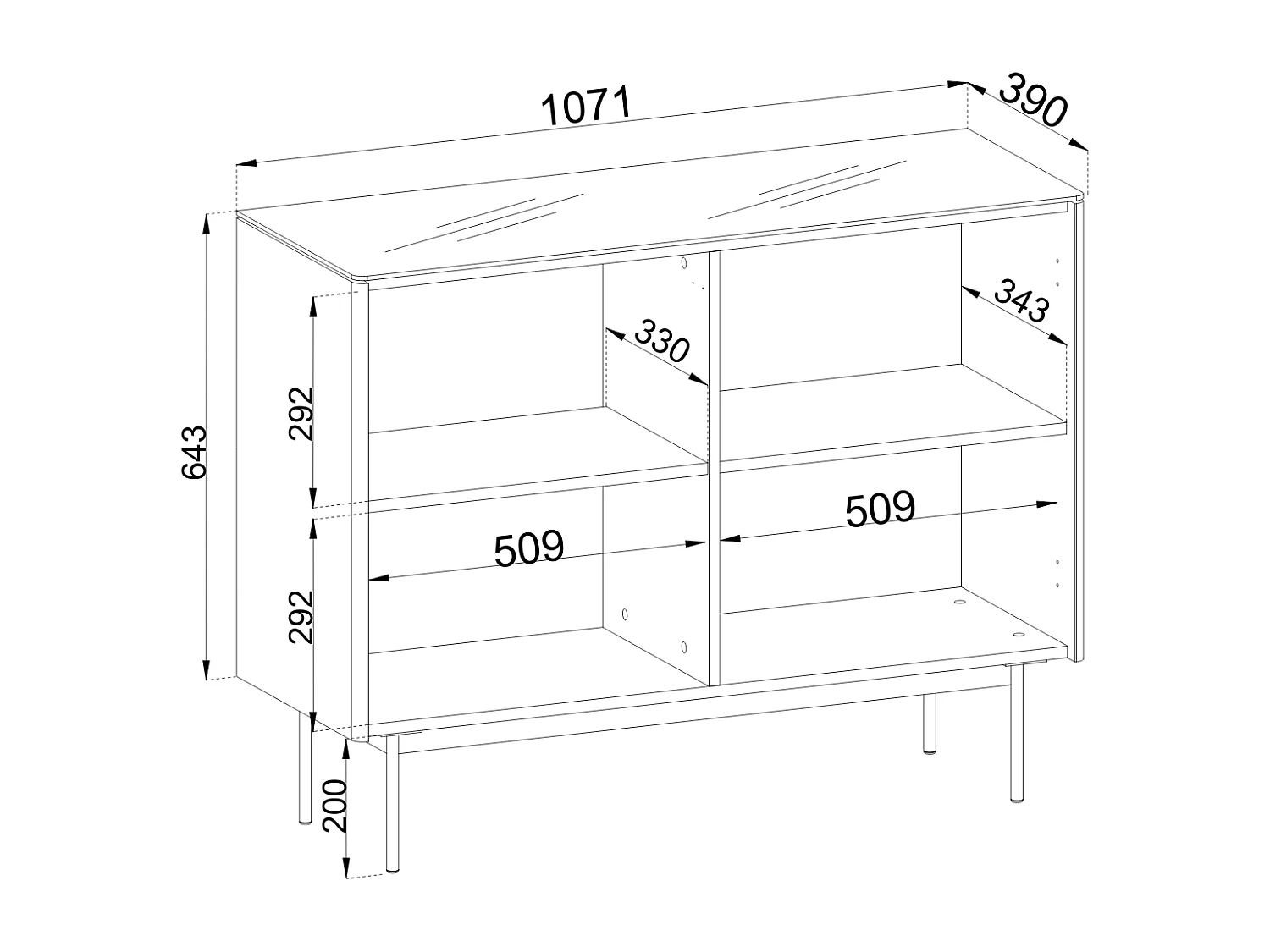 Buffet, Chêne Vincenza, 107 X 84 X 39 Cm