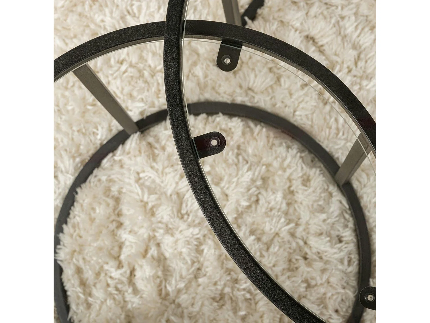 Table gigogne en verre - cadre noir (lot de 2) ⌀60 cm TULUM