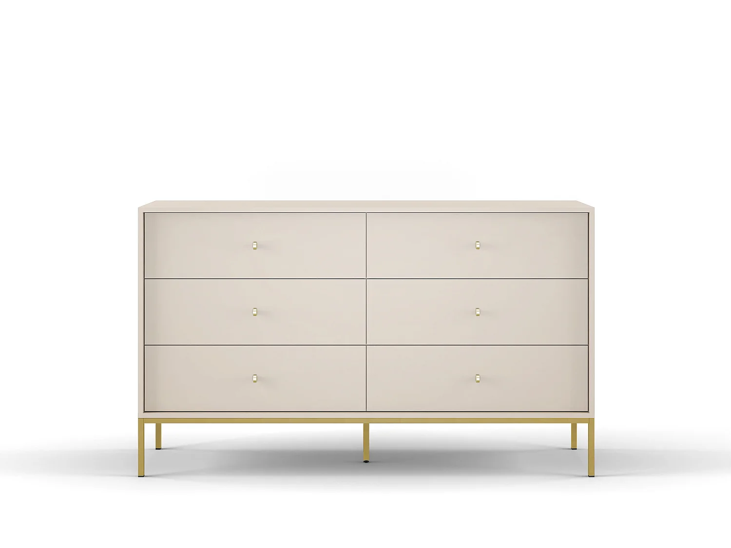 Commode : beige sable, 154 x 83 x 39 cm, pieds dorées