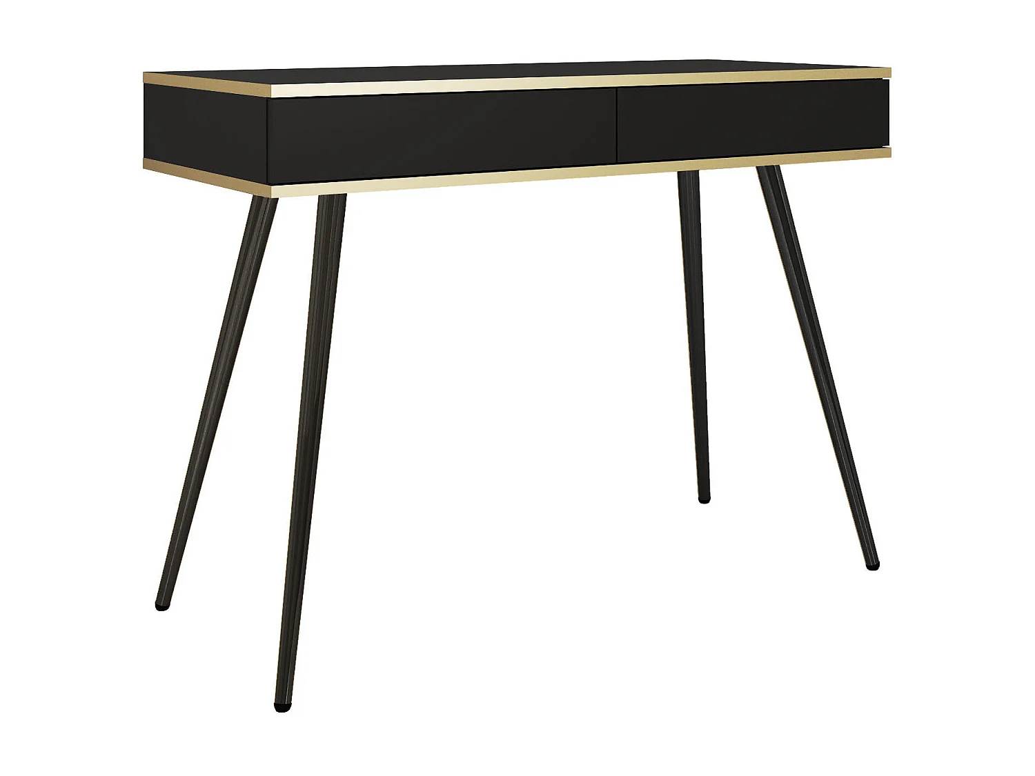 Schminktisch: Schwarz, schwarze Beine, 102 x 80 x 50 cm, glatte Fronten