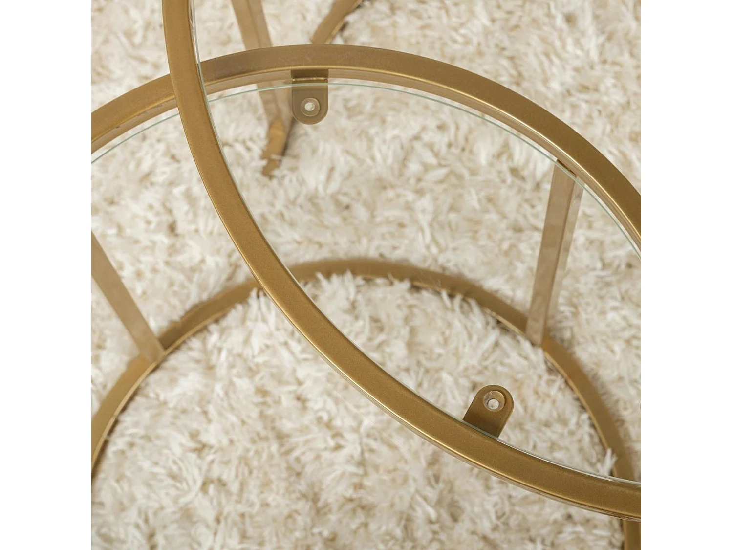 Table gigogne en verre - cadre doré (lot de 2) ⌀60 cm TULUM