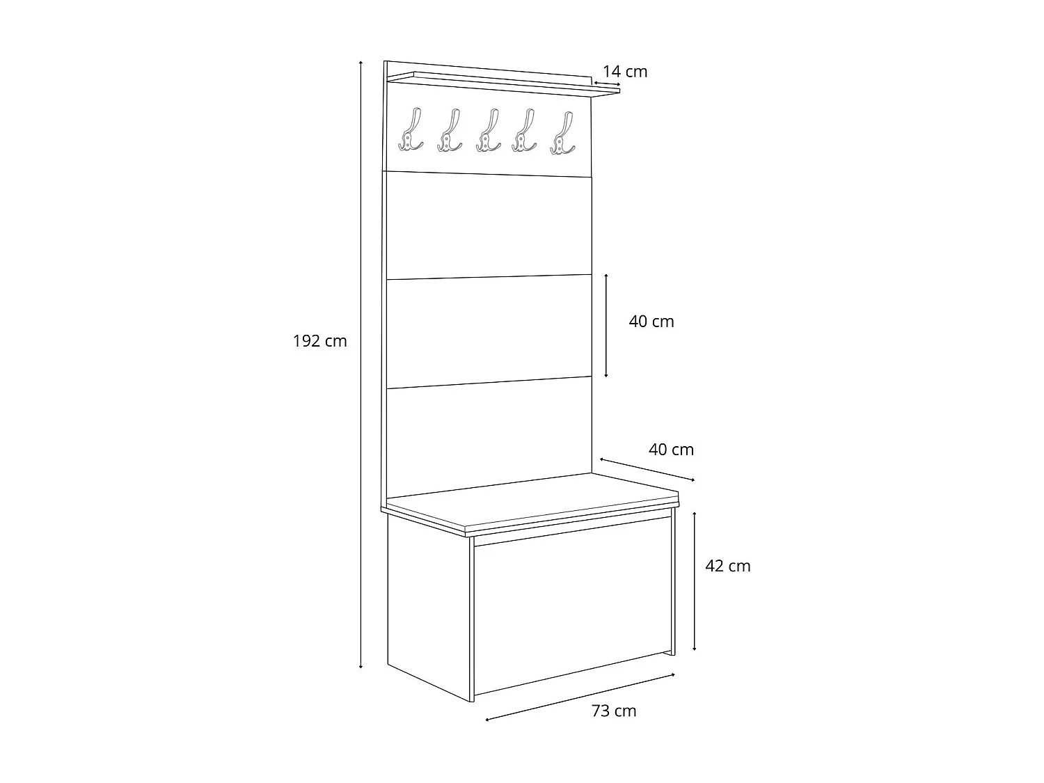 Zapatero con Asiento Color Blanco, Paneles Tapizados Color Rosa y Perchero de Pared – 5 Ganchos, 4 Paneles con Velcro, Diseño Práctico 192x73x40 cm