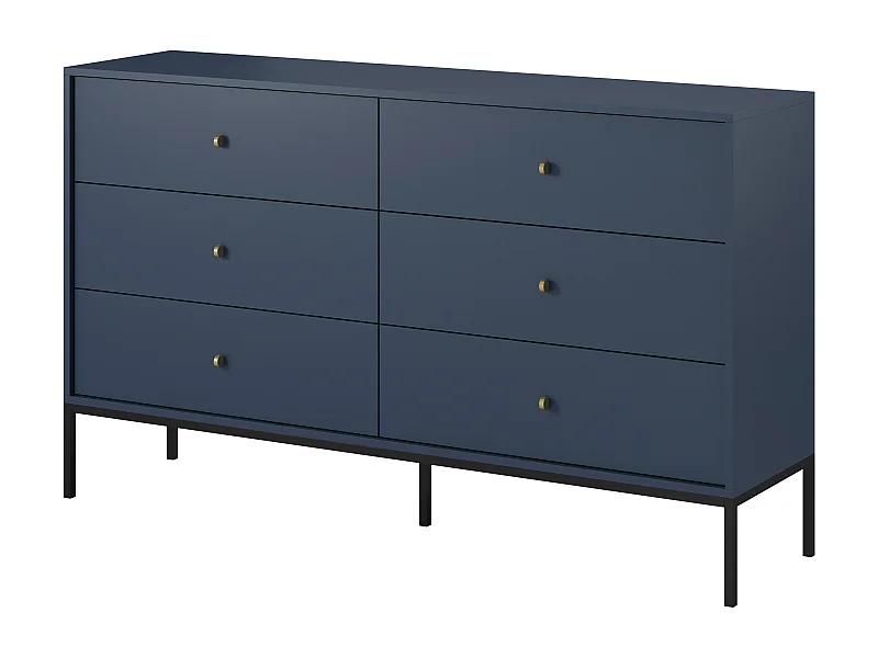 Commode : bleu marine, 154 x 83 x 39 cm, pieds noires