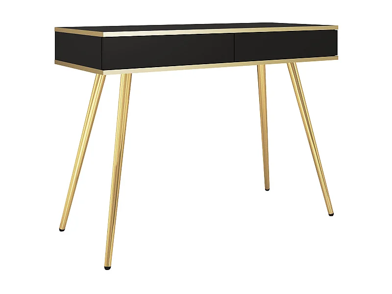 Schminktisch: Schwarz, goldene Beine, 102 x 80 x 50 cm, glatte Fronten
