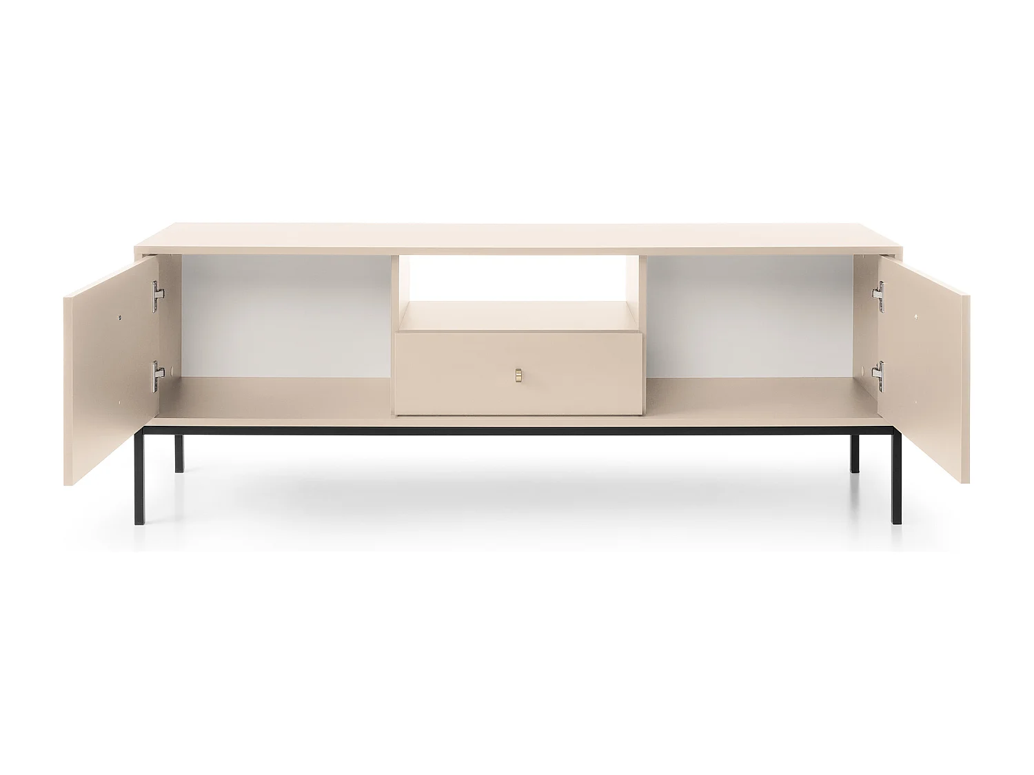 Mueble de TV, beige arena, 153,4 x 56,2 x 39 cm, patas negras