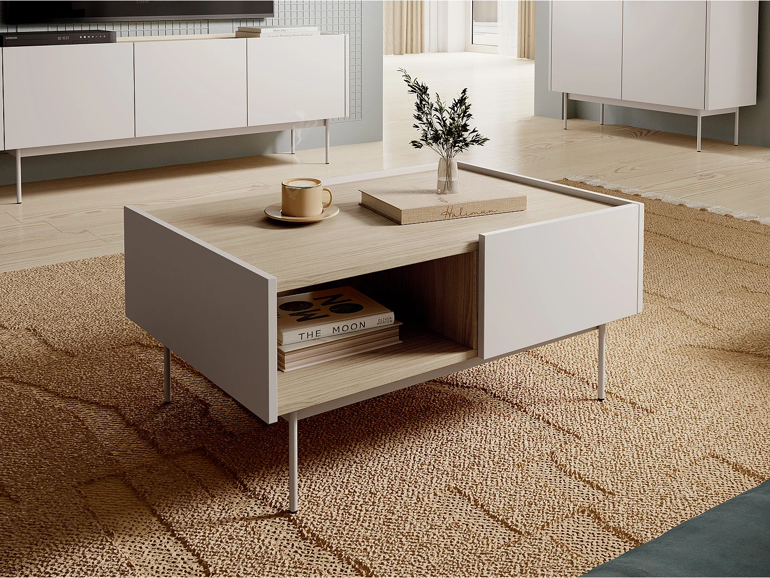 Mesa de centro, Cachemira, TOP: roble, Linea, 97 x 45 x 65 cm