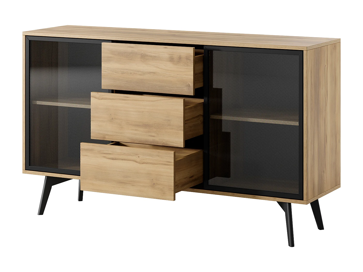 Buffet, Chêne Baroque Doré, 144 X 85 X 39 Cm