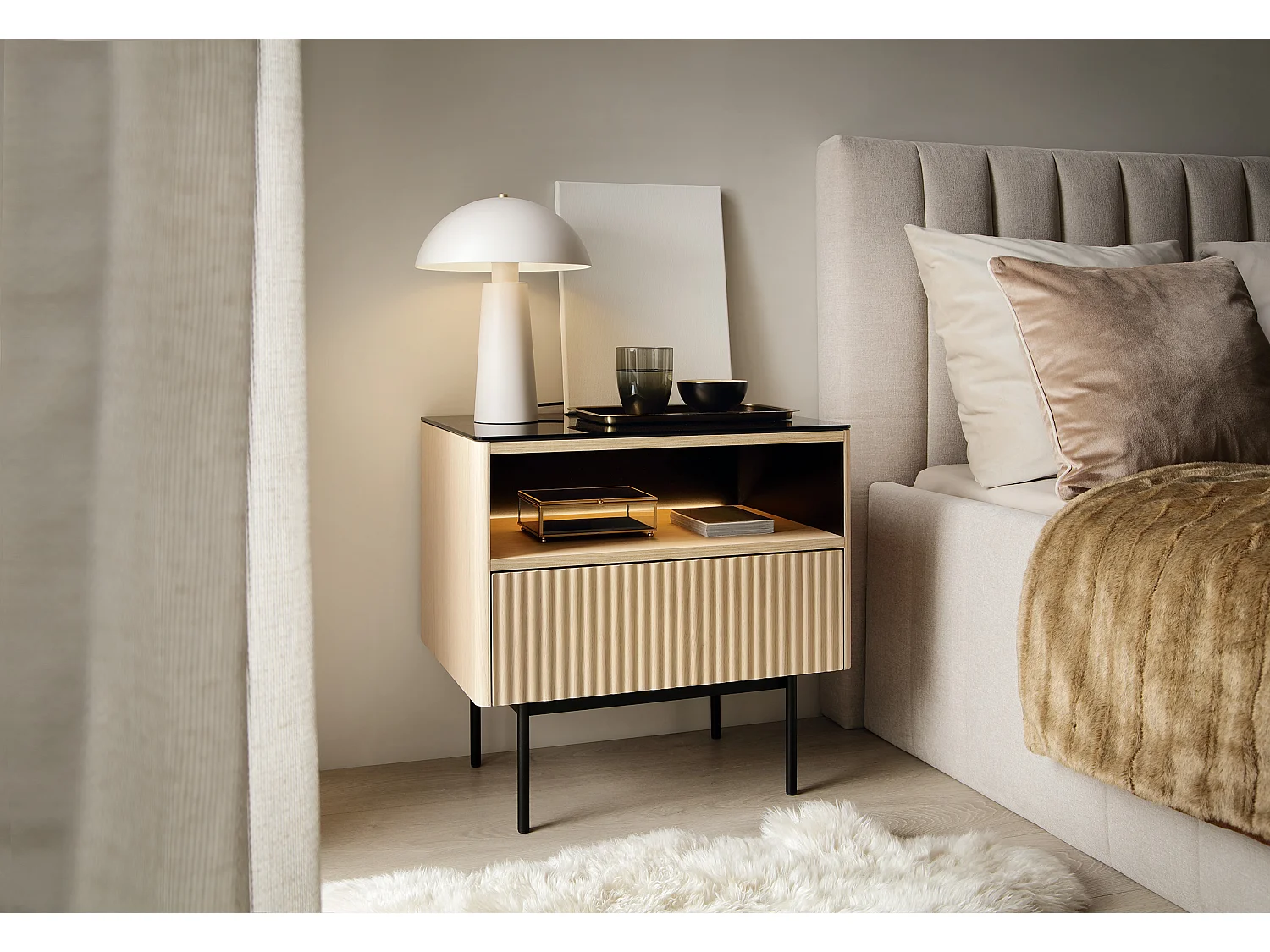 Table De Chevet, Chêne Vincenza, 57 X 57 X 39 Cm