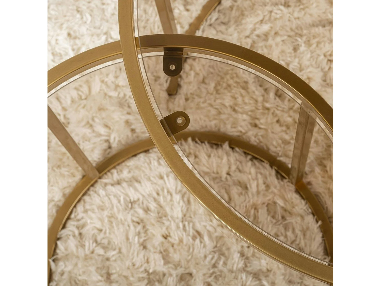 Table gigogne verre ambré - cadre doré (lot de 2) ⌀60 cm TULUM