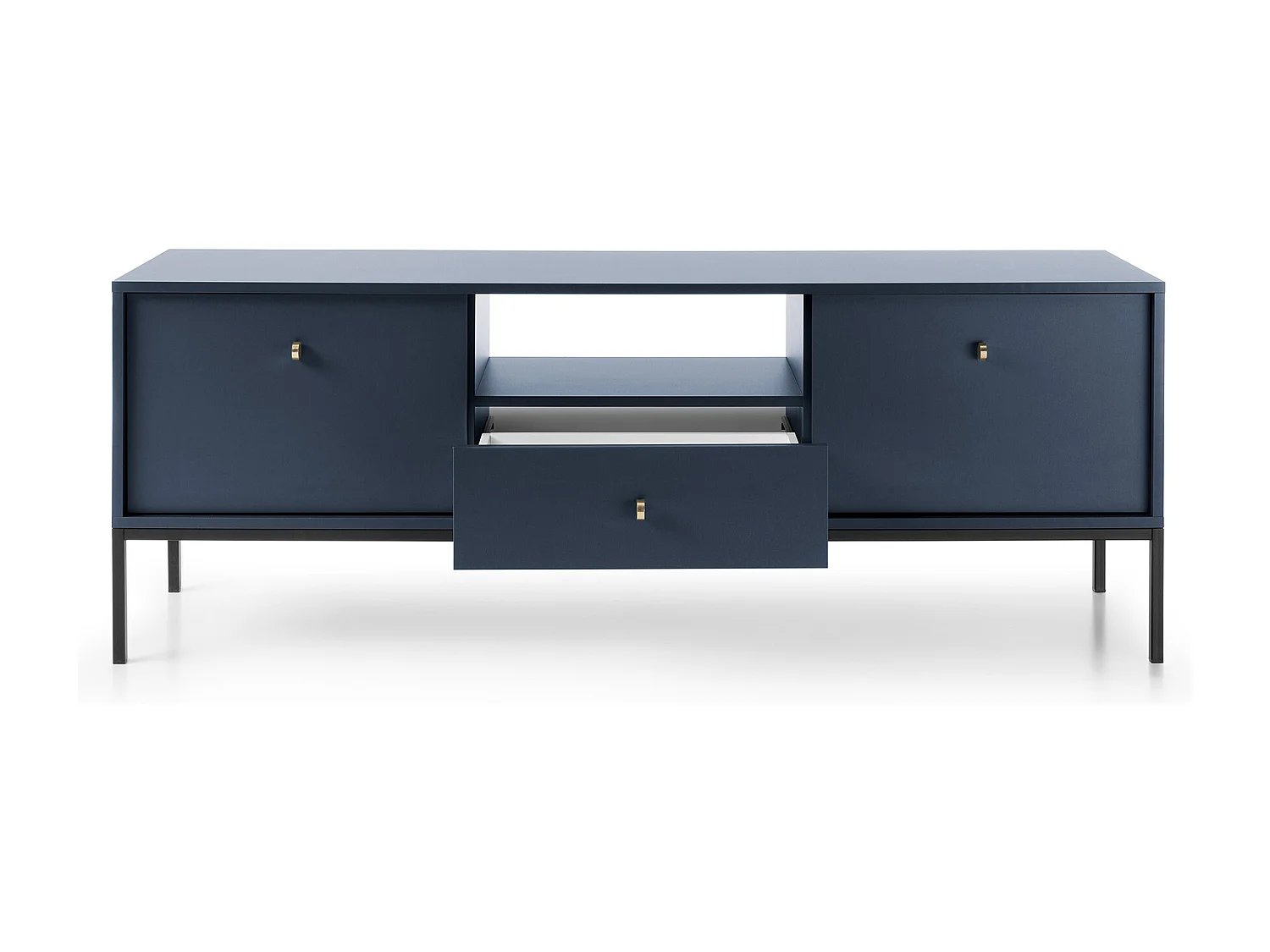 Mueble de TV, azul marino, 153,4 x 56,2 x 39 cm, patas negras