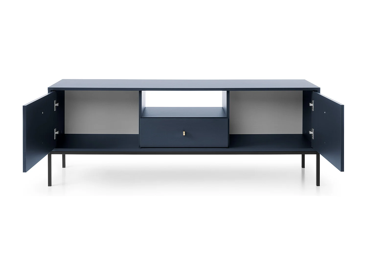 Mueble de TV, azul marino, 153,4 x 56,2 x 39 cm, patas negras