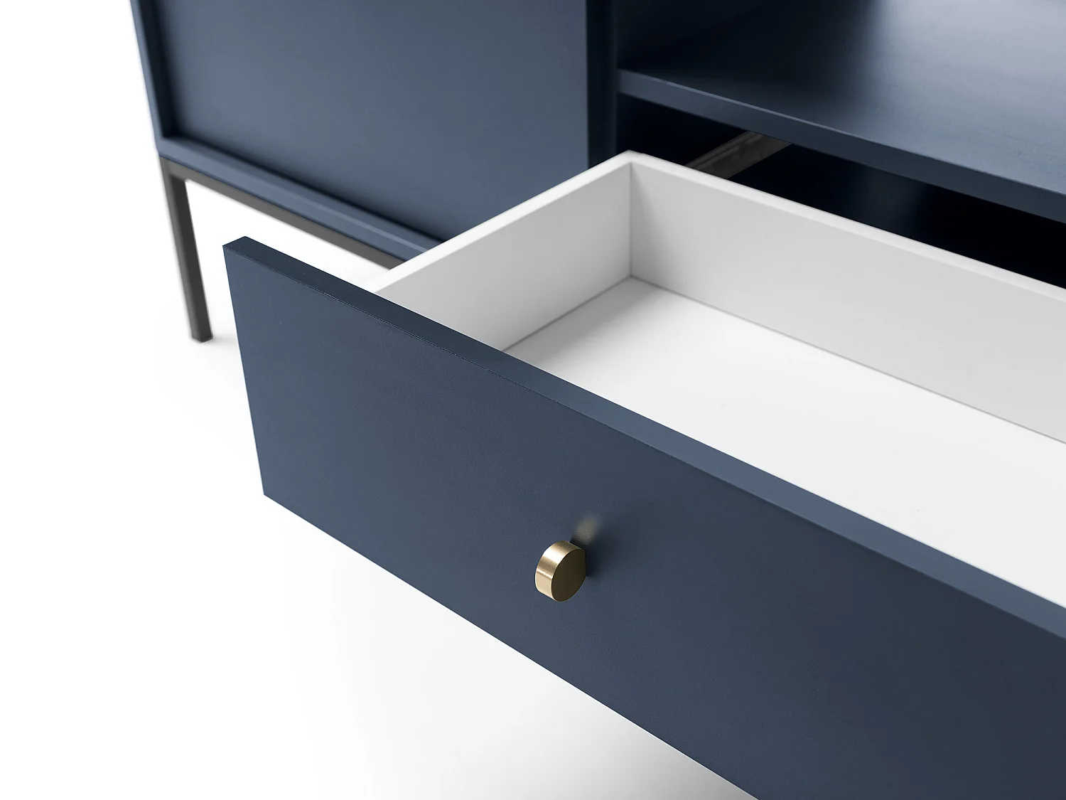 Mueble de TV, azul marino, 153,4 x 56,2 x 39 cm, patas negras