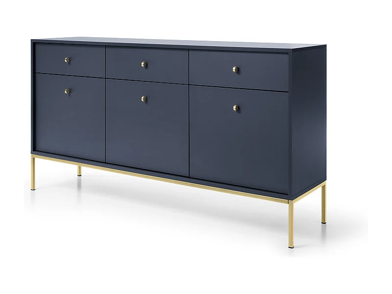 Commode : bleu marine, 153,4 x 83 x 39 cm, pieds dorées