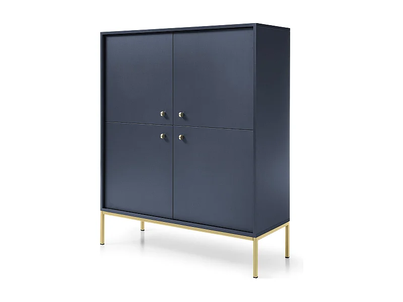 Commode : bleu marine, 103,5 x 125,5 x 39 cm, pieds dorées