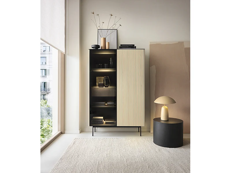 Vitrine, Eiche Vicenza, 107 x 163 x 39 cm