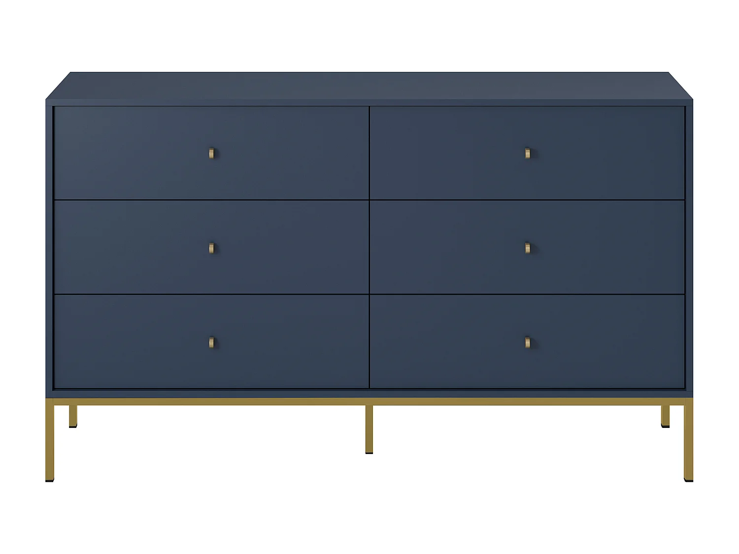 Aparador azul marino, 154 x 83 x 39 cm, patas doradas