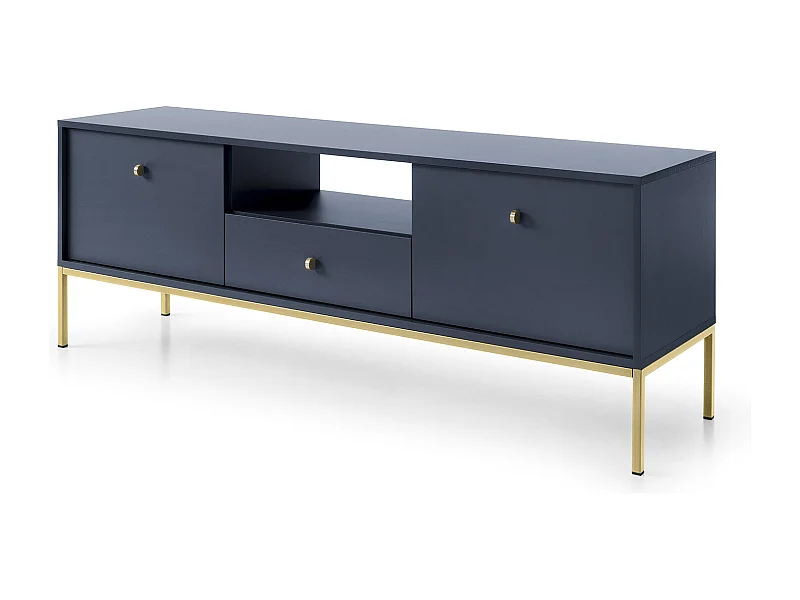 Mueble de TV, azul marino, 153,4 x 56,2 x 39 cm, patas doradas