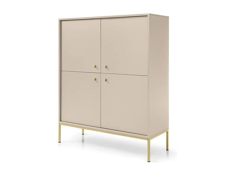 Commode : beige sable, 103,5 x 125,5 x 39 cm, pieds dorées