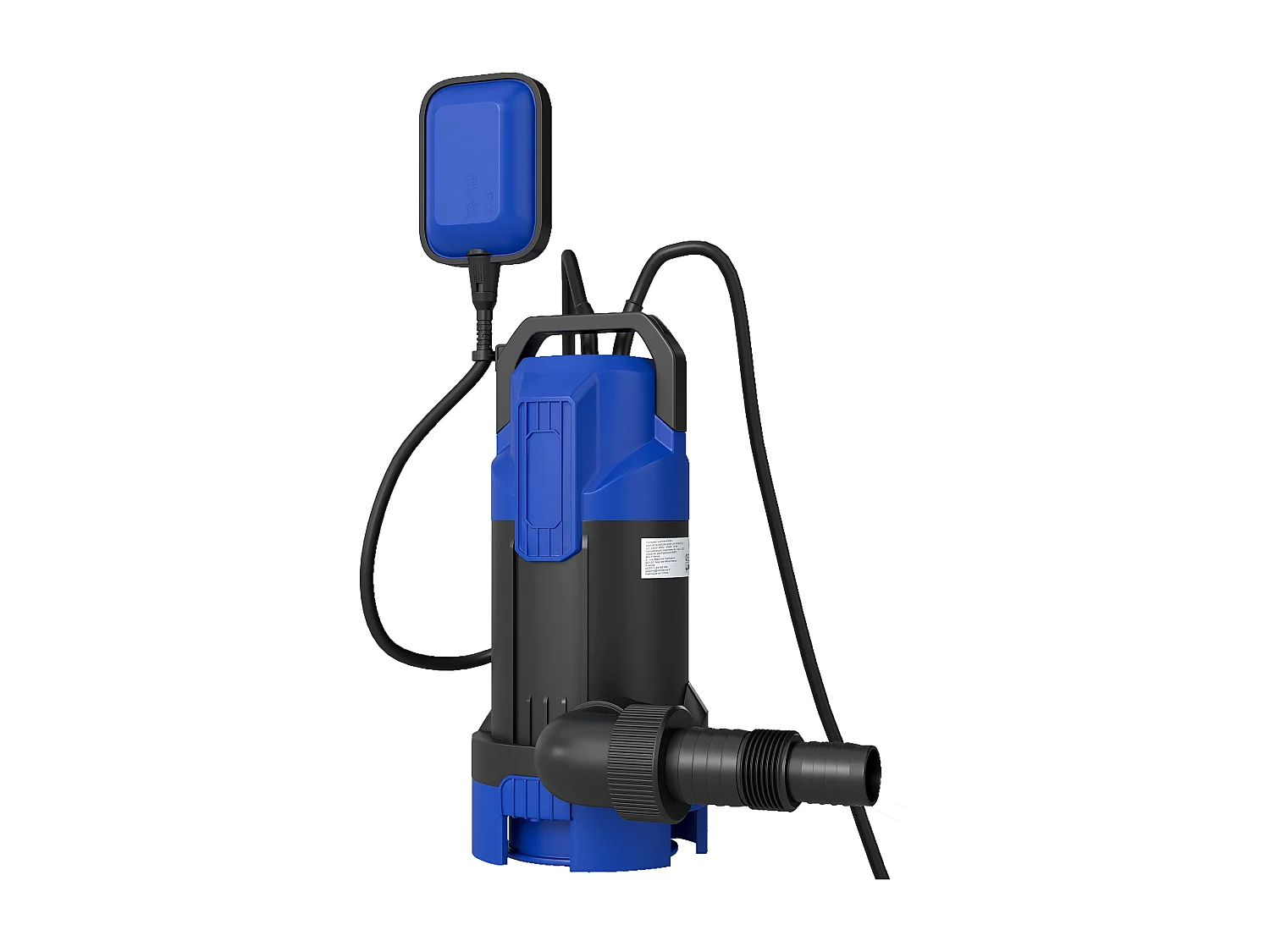 Pompe d'évacuation eau chargée 20000l/h 750W profondeur d'immersion 7m bleu noir
