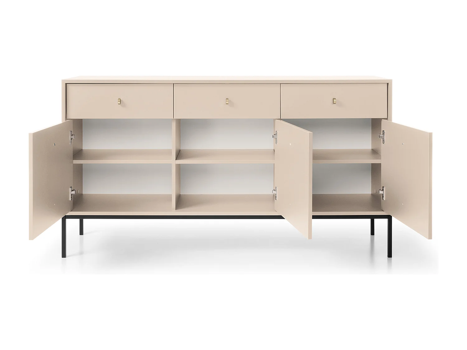 Commode : beige sable, 153,4 x 83 x 39 cm, pieds noires