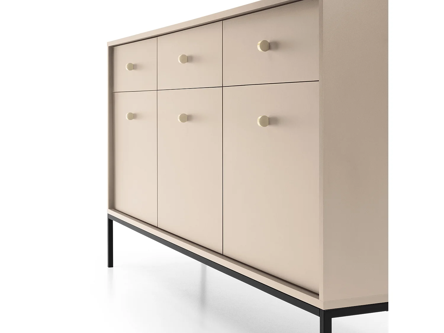 Commode : beige sable, 153,4 x 83 x 39 cm, pieds noires