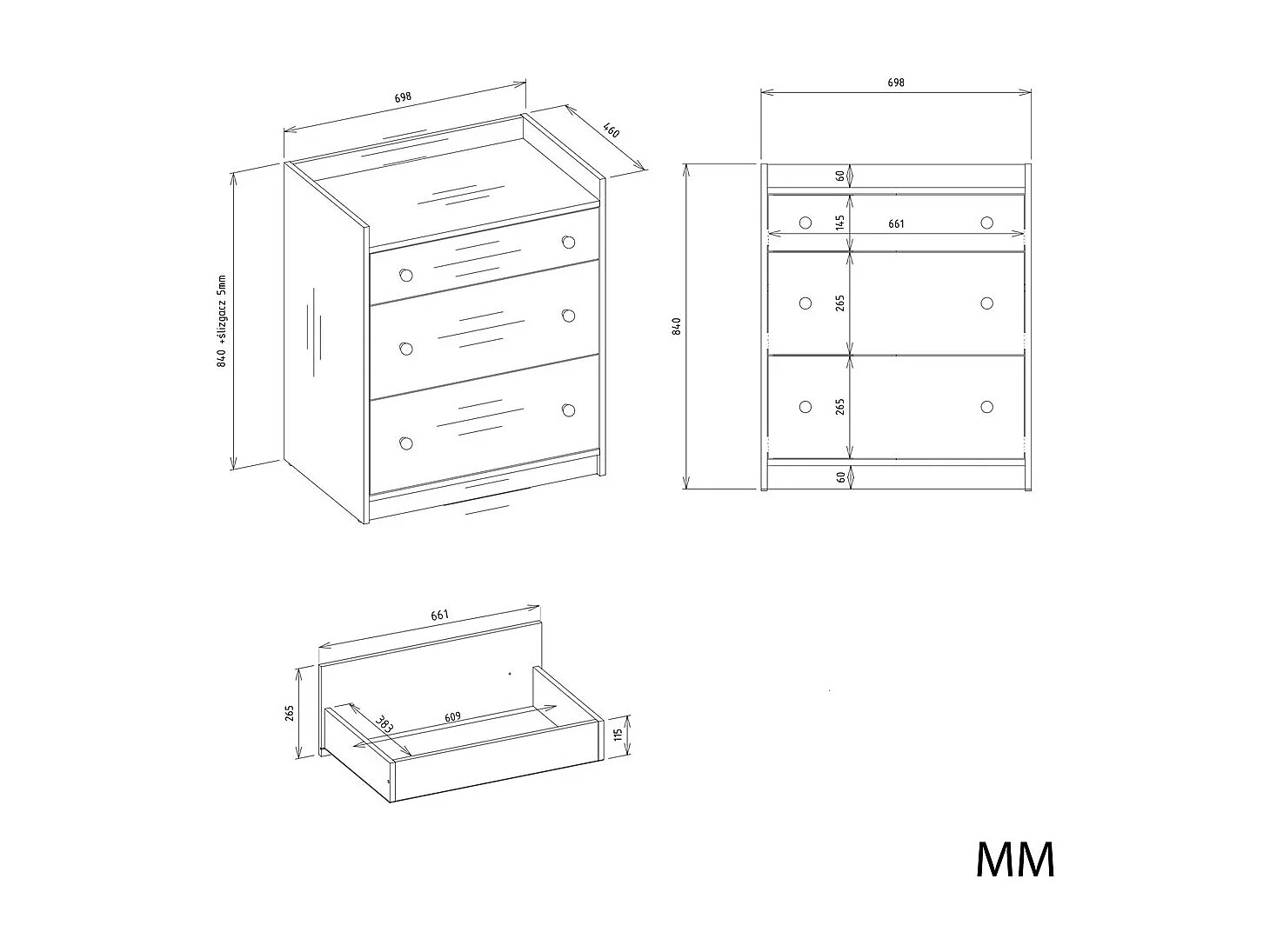Commode, blanche, 70 x 84 x 46 cm