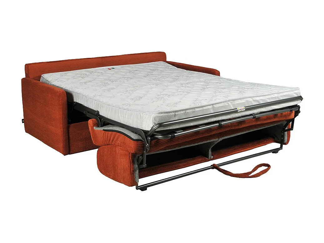 Canapé convertible express 3 places BERGAME en velours / Terracotta