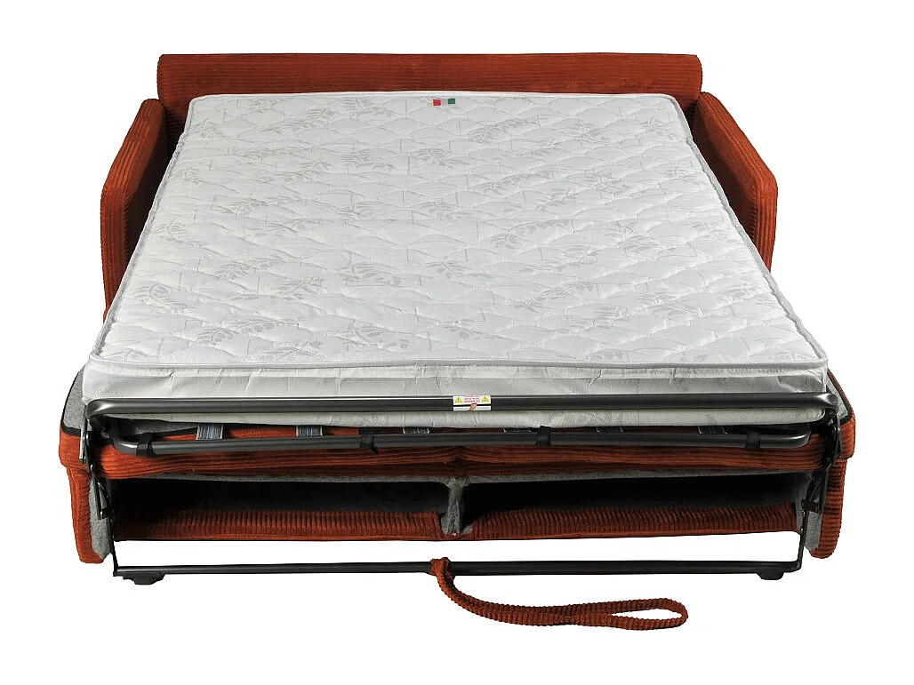 Canapé convertible express 3 places BERGAME en velours / Terracotta