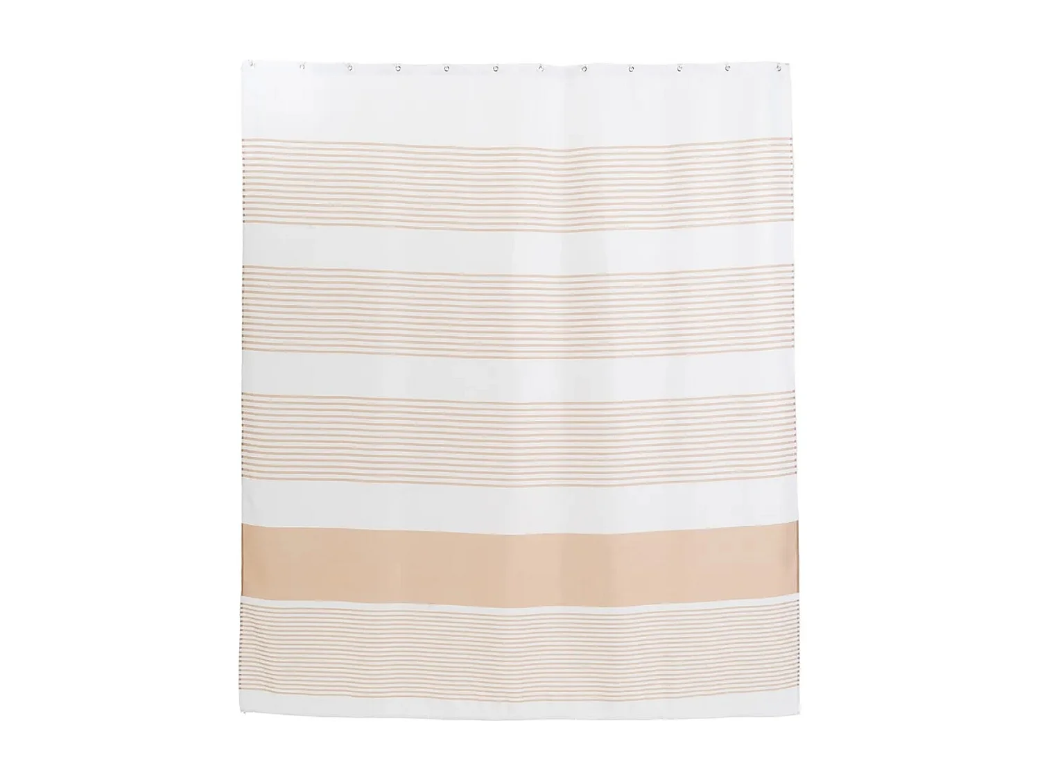 Rideau de salle de bain en polyester à rayures beige - Longueur 200 x Largeur 180 cm
