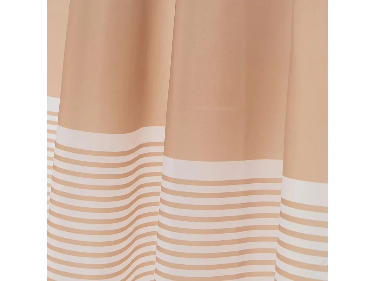 Rideau de salle de bain en polyester à rayures beige - Longueur 200 x Largeur 180 cm