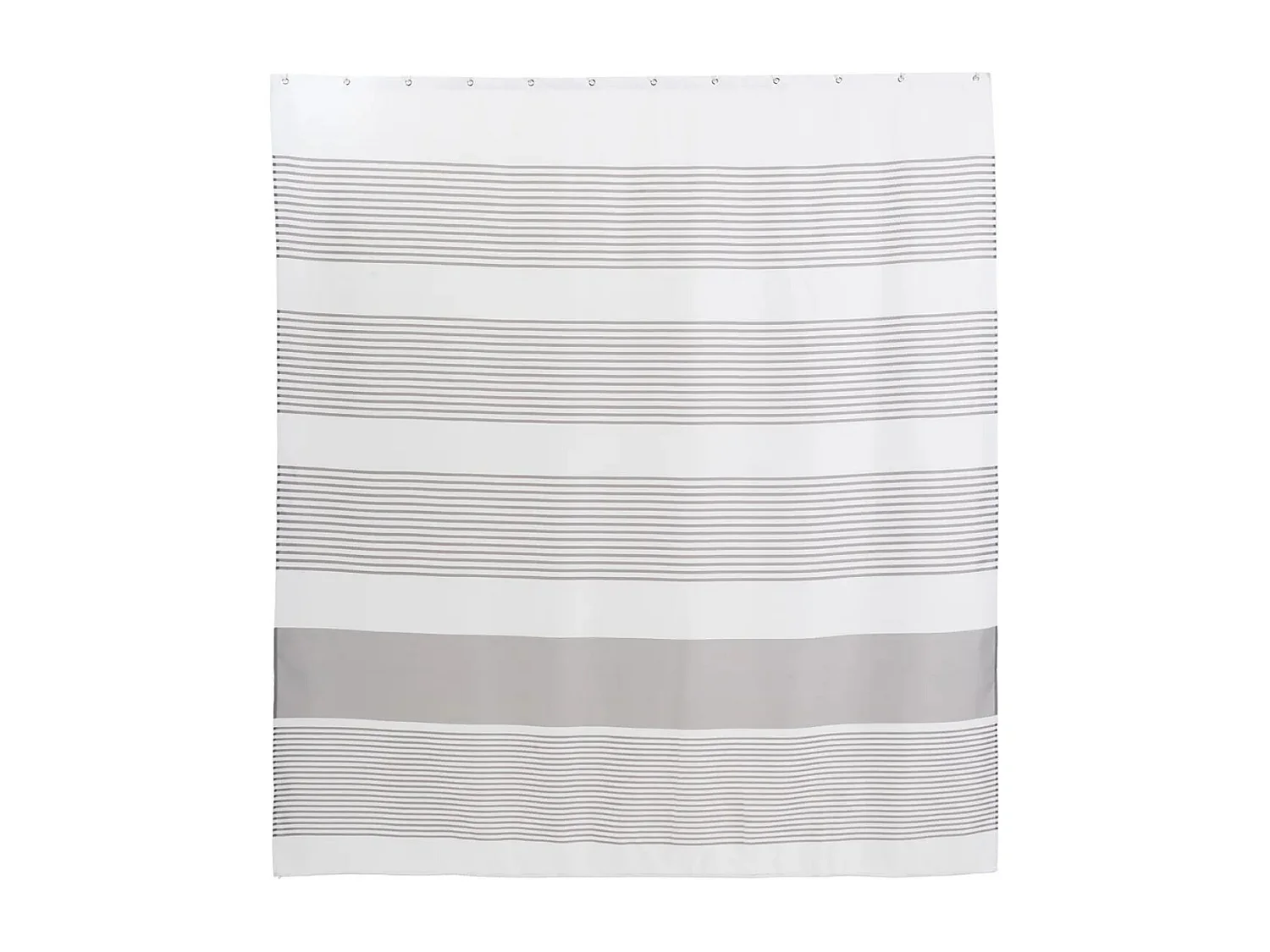 Rideau de salle de bain en polyester à rayures gris - Longueur 200 x Largeur 180 cm