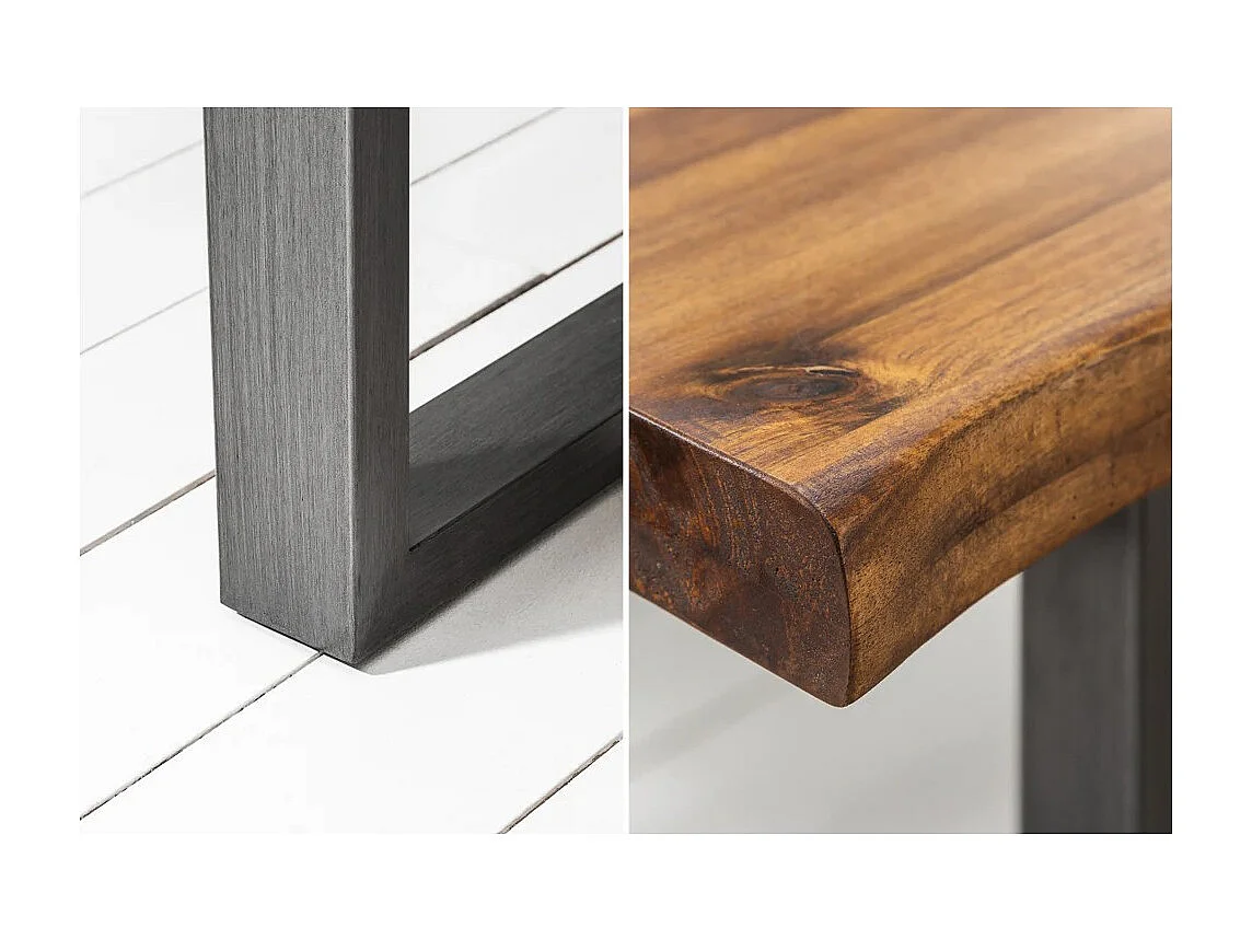 Table de salle à manger 200cm NALKO – Bois massif d'acacia huilé et métal – Style industriel