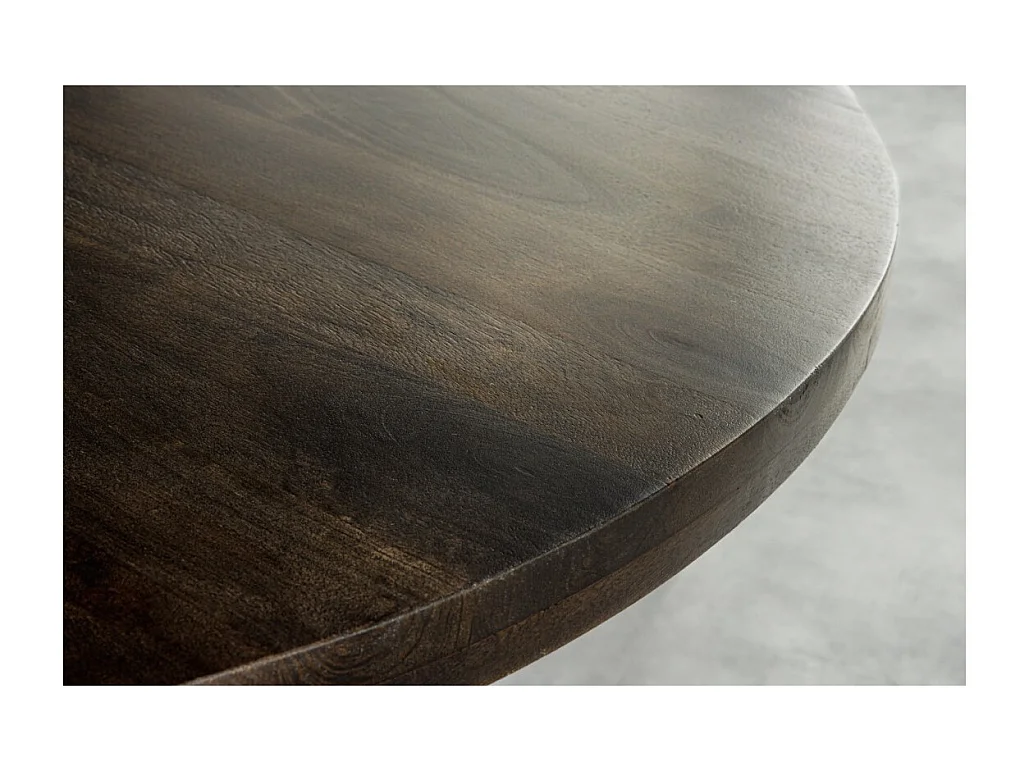 Table de salle à manger LODEN ronde 120 cm – Table industrielle en bois massif de manguier et métal