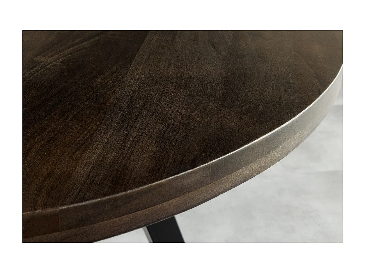 Table de salle à manger LODEN ronde 120 cm – Table industrielle en bois massif de manguier et métal