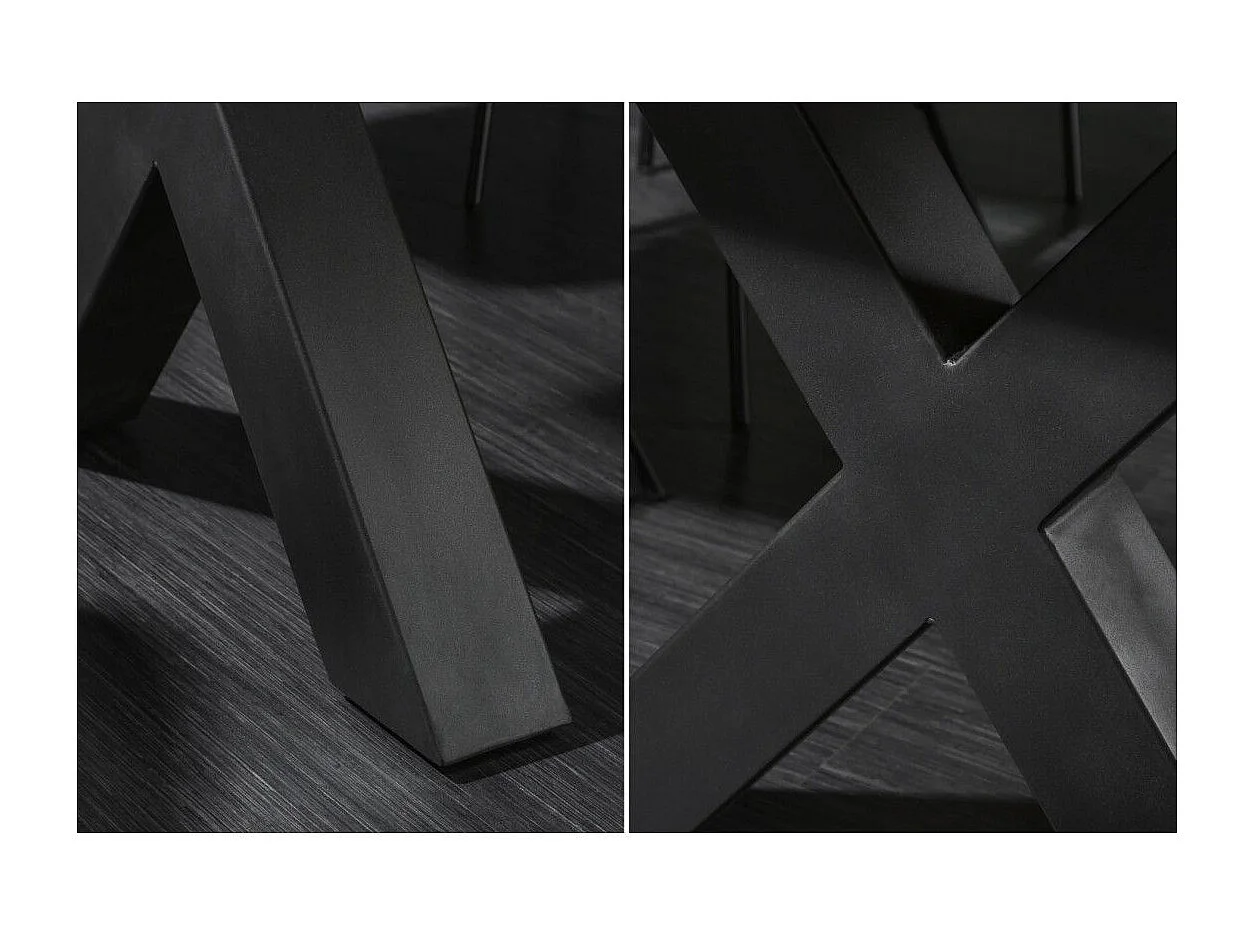 Table ARKAYA 200 cm – Plateau en bois massif d'acacia verni et pieds en métal noir en X