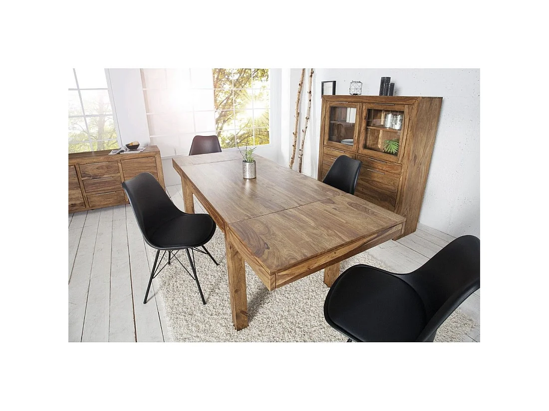 Table de salle à manger TAVINA 120–200 cm – Table extensible en bois massif de Sheesham verni