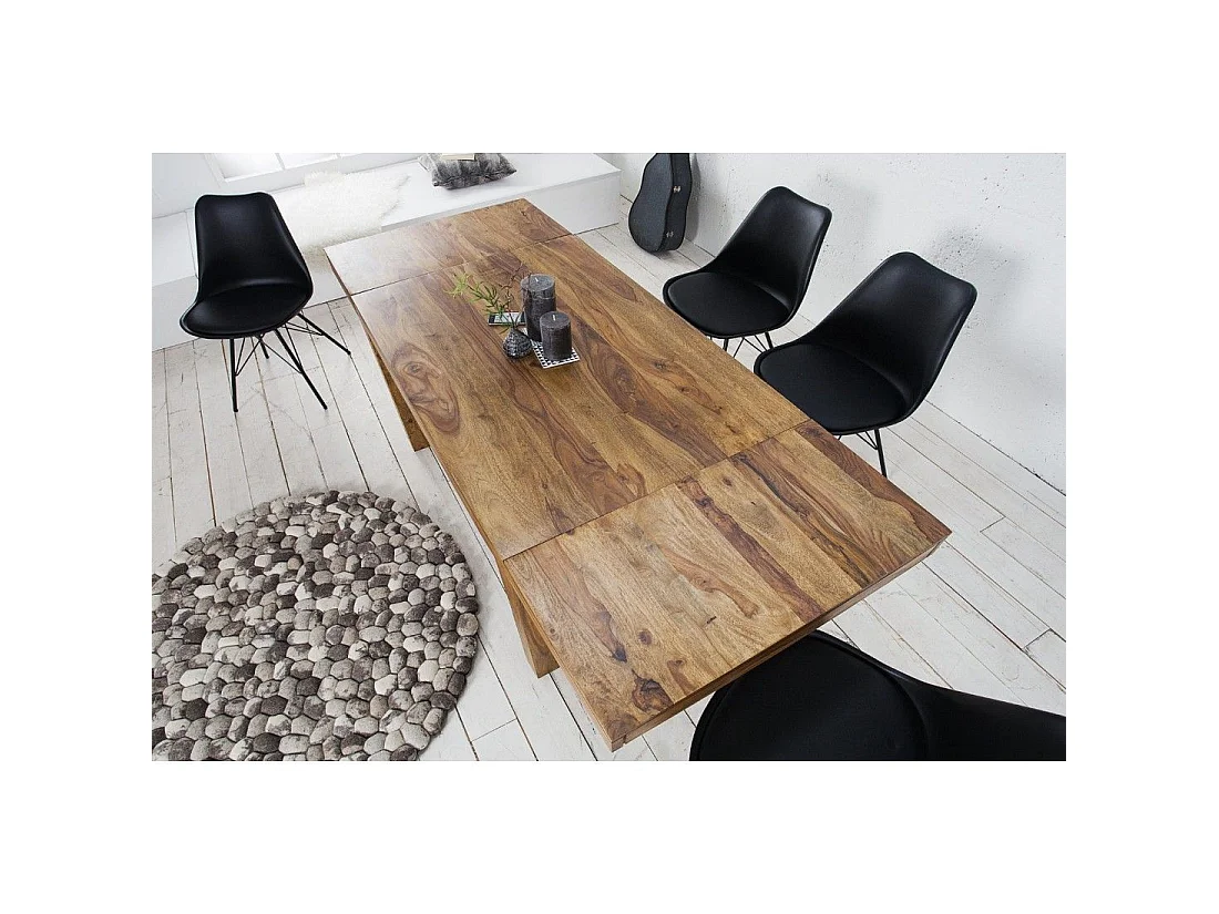 Table de salle à manger TAVINA 120–200 cm – Table extensible en bois massif de Sheesham verni